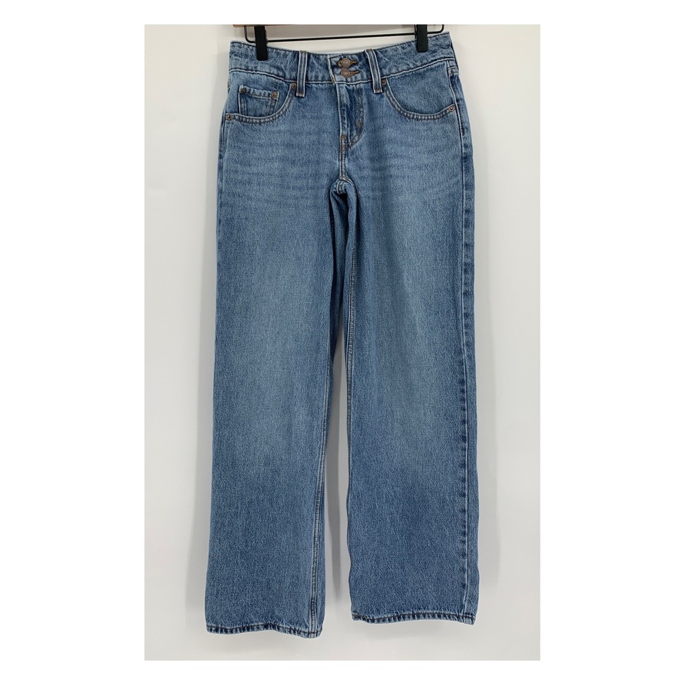 Levis Wide Leg Jeans Womens 25 Blue Superlow Low Rise Light Wash Denim Pants